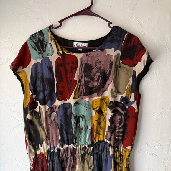 Silk Diva Y2k Vintage Size Medium Silk Abstract Artsy Tunic Top - Picture 2 of 7